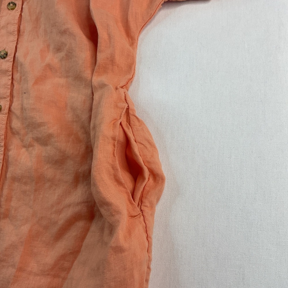 J Crew Shirt Dress 100% Linen Short Sleeve Button Up Relaxed Fit Pockets Sz 2XS - Picture 7 of 8